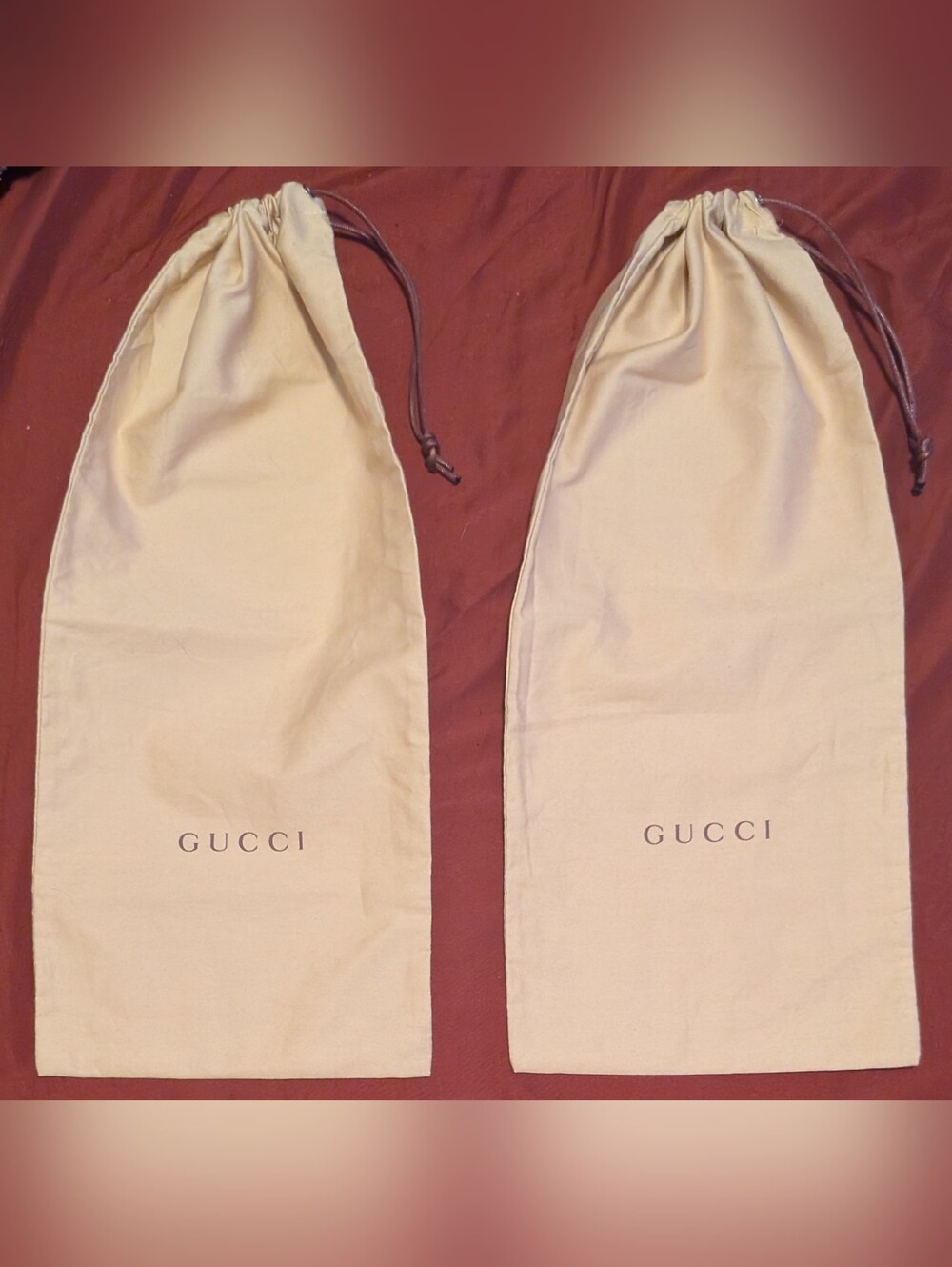 Gucci Authentic Large Shoe Dust Bag Pair Cream Drawstring Handbag Wallet Storage